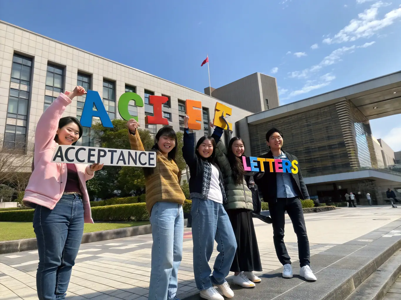A diverse group of Nigerian students celebrating their acceptance into various Chinese universities, showcasing SinoVista's successful scholarship and admission assistance program.
