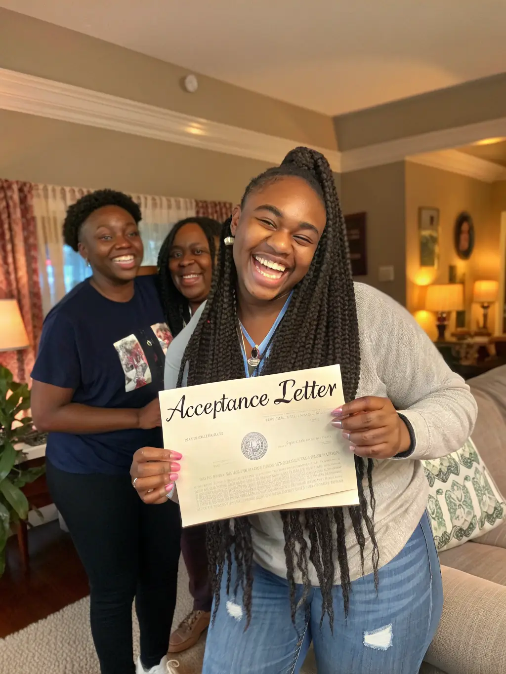 A Nigerian student happily receiving an acceptance letter from a Chinese university, symbolizing SinoVista's scholarship assistance service.